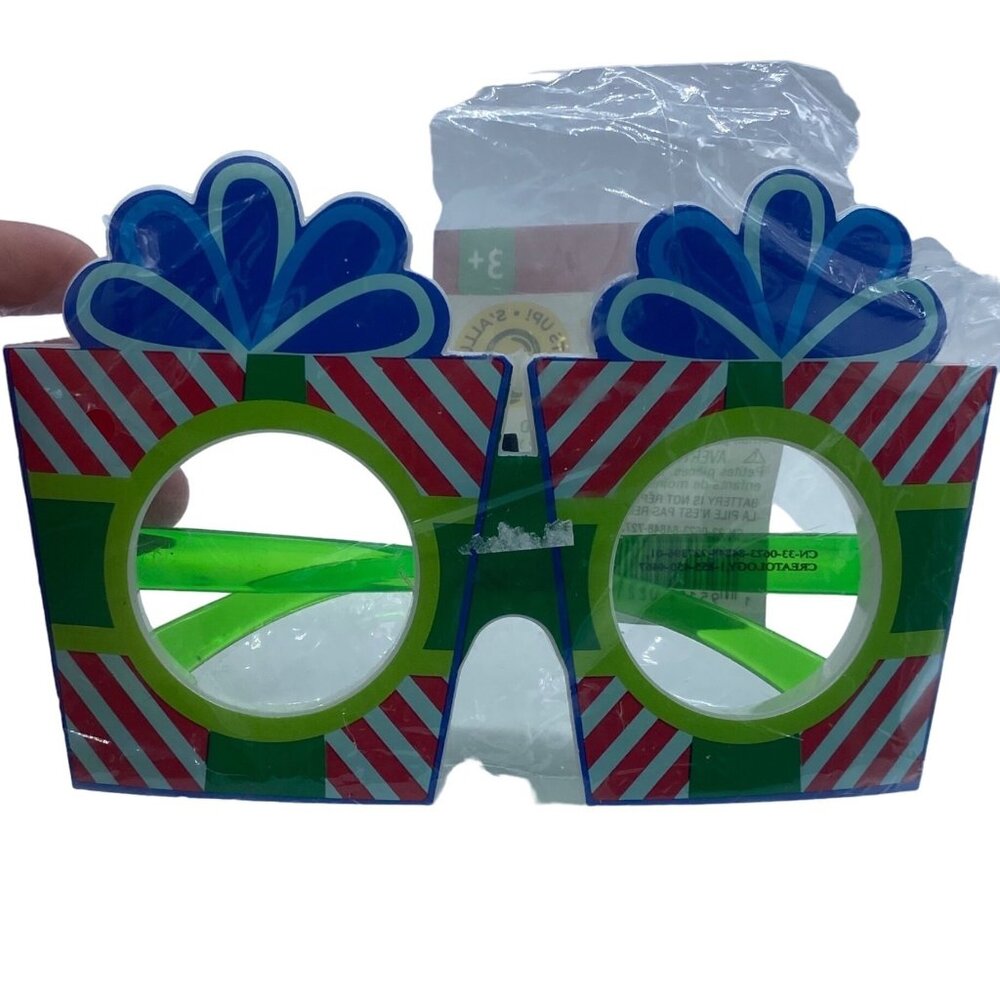 Christmas Creatology Novelty Gift Present Glasses Lights Up 1‎ Piece Battery NEW